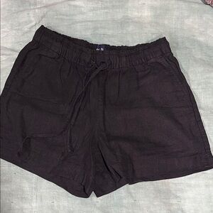 GAP Black Women's Drawstring Linen-Blend Athletic Shorts